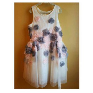 NANETTE LEPORE 10 - OFF WHITE PINK GRAY ROSETTES